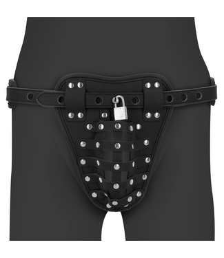 Ouch! Adjustable PU Leather Chastity Jock - Hypoallergenic BDSM Belt
