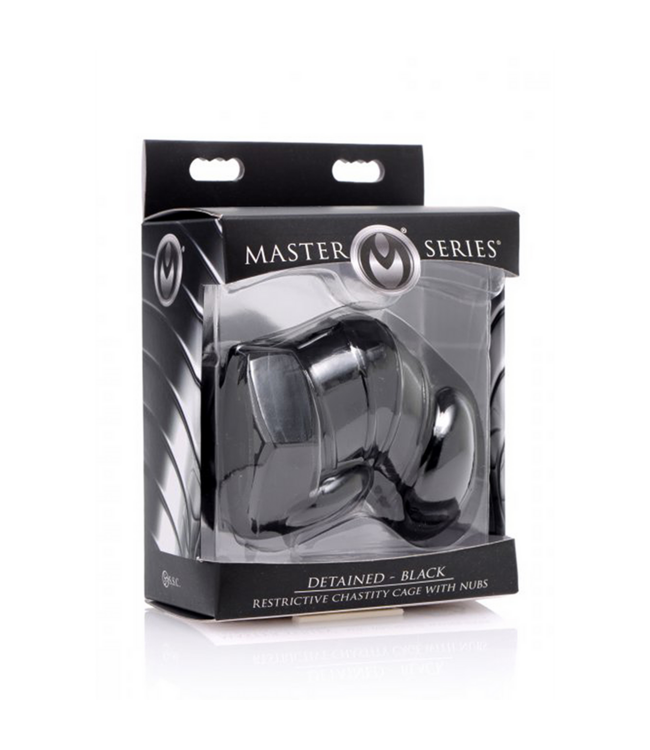 XR Brands Sleek Black Chastity Cage with Stimulating Studs for Ultimate Control