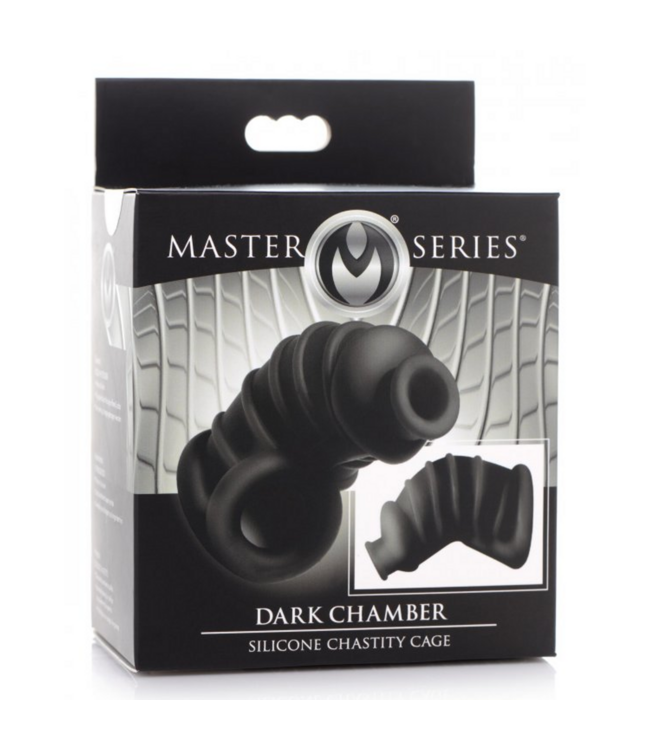 XR Brands Dark Chamber Silicone Chastity Cage - Soft, Flexible, Comfortable Lock-Up