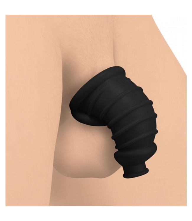 XR Brands Dark Chamber Silicone Chastity Cage - Soft, Flexible, Comfortable Lock-Up