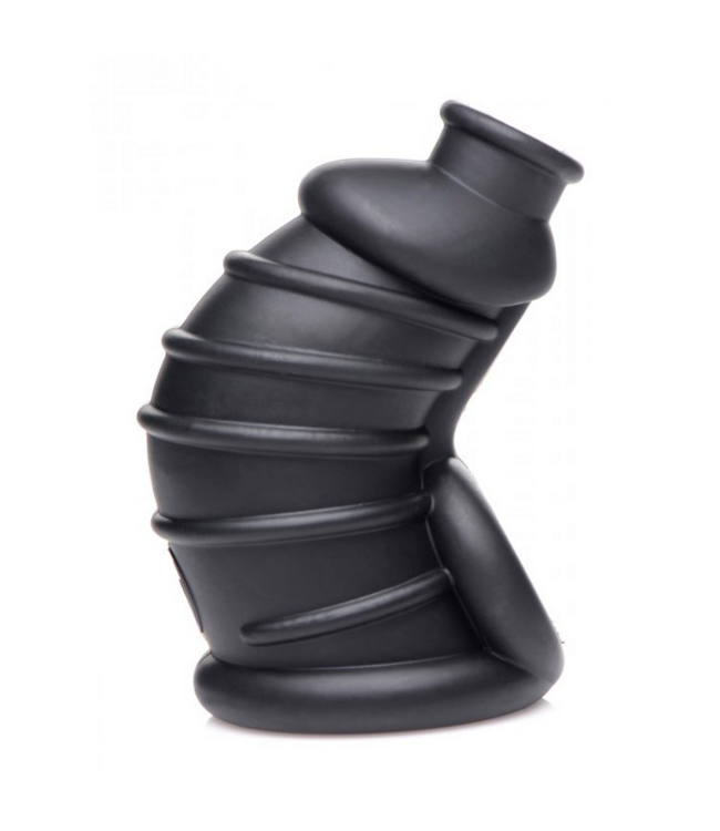 XR Brands Dark Chamber Silicone Chastity Cage - Soft, Flexible, Comfortable Lock-Up