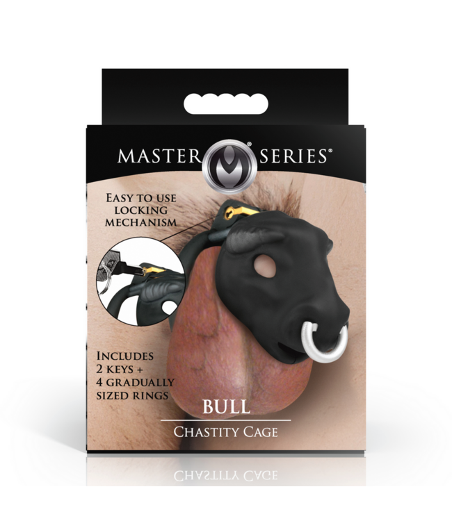 XR Brands Bull Cage Black: Ultimate Tight Chastity Device with Bull Head Design