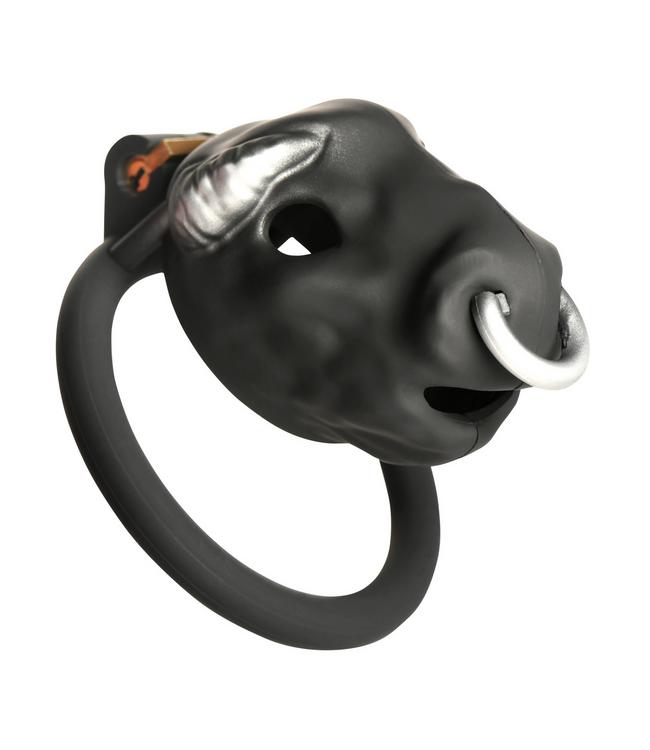 XR Brands Bull Cage Black: Ultimate Tight Chastity Device with Bull Head Design