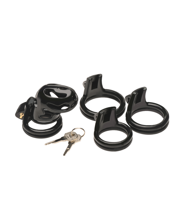 XR Brands Hard Stop Double Ring Chastity Cage - Sturdy, Safe, Beginner-Friendly