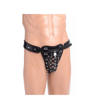 XR Brands XR Brands Mannen Kastegordel Jockstrap Met PU-Leer En Verstelbare Veiligheidsriemen