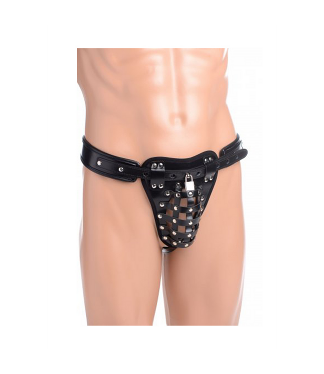XR Brands Comfort & Control Men's Chastity Belt – Secure Leather-Like Design