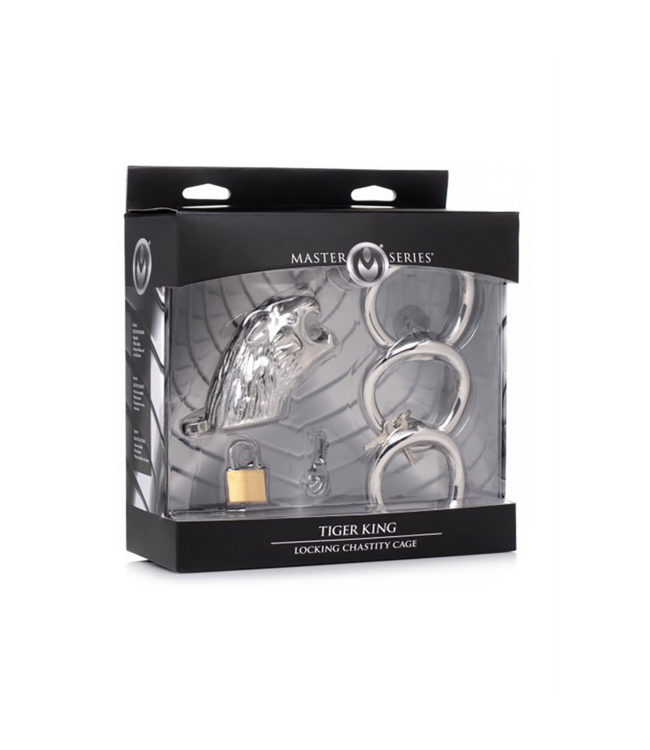 XR Brands Tiger King Edelstahl-Keuschheitskäfig – Kinky Kontrolle für Subs