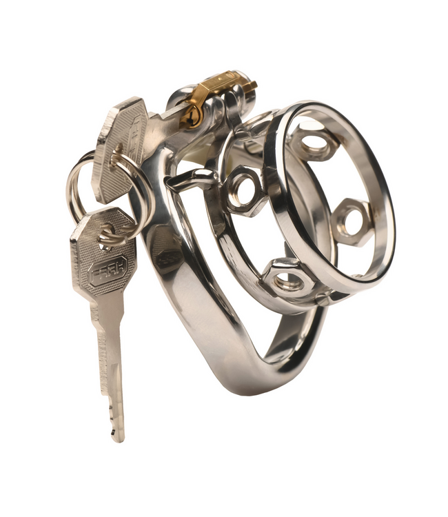 XR Brands Metal Chastity Cage Met Siliconen Poes Eindkap – Comfort & Controle