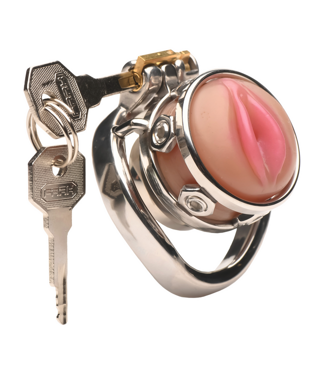 XR Brands Pussy Boy Metal Chastity Cage – Comfort, Control & Feminine Style