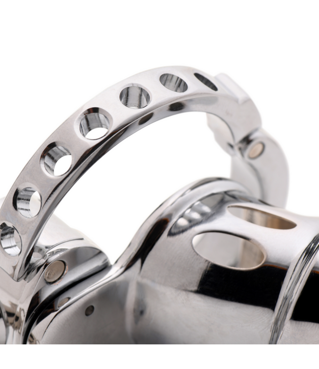 XR Brands Silver Cock Cuff Chastity Cage - Comfort & Style for Ultimate Control