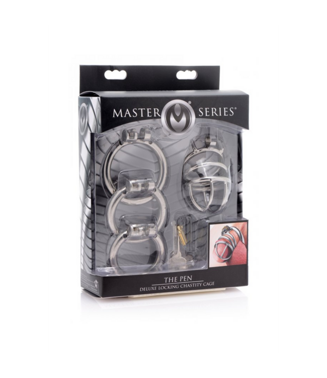XR Brands Deluxe Lockable Stainless Steel Chastity Cage with O-Ring Comfort Set