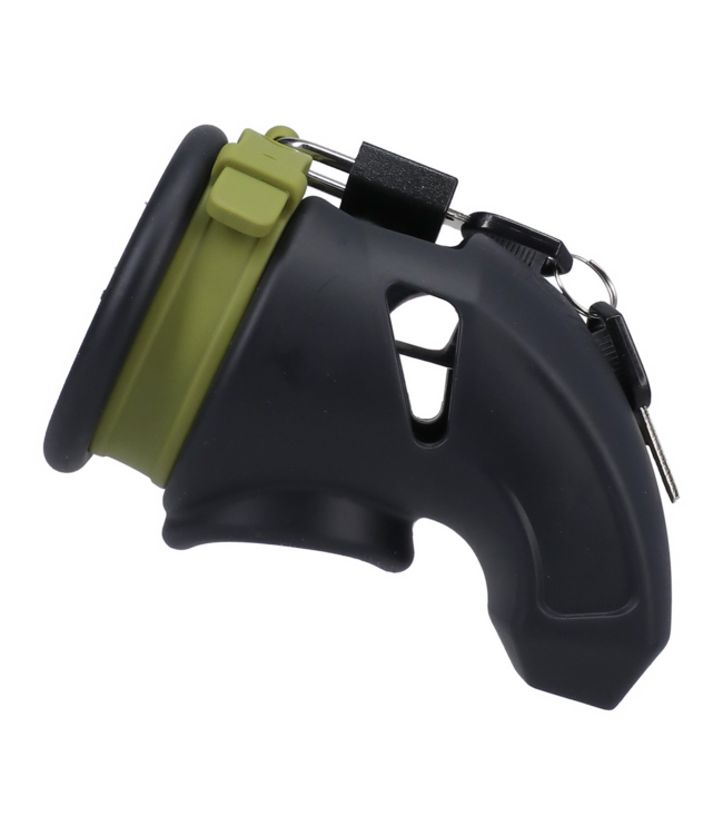 Doc Johnson Siliconen Kuisheidscage Met EZ Adjust Ring En Piss Slit – Zwart