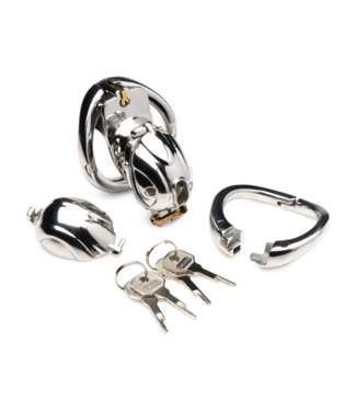 XR Brands Deluxe Lockable Stainless Steel Chastity Cage for Ultimate Control