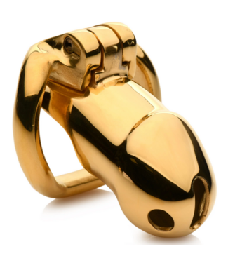 XR Brands Midas 18K Gold Plated Chastity Cage - Luxury & Security for Submissives
