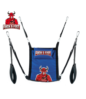 Fuck & Fist Rechthoekige Fuck Fist Stoffen Sling Met Minotaurus Design Blauw/Zwart Compleet Set