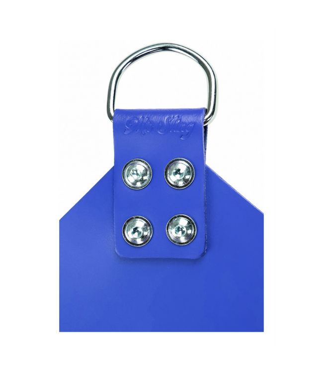 Mr. Sling Blauwe 4-Punts Lederen Draagdoek Met Metalen Ringen Van 3 Mm Rundleer