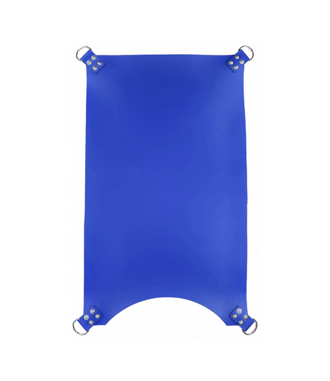 Mr. Sling Blauwe Leren Draagdoek Met 4 Metalen Ringen Van Plantaardig Gelooid Leer