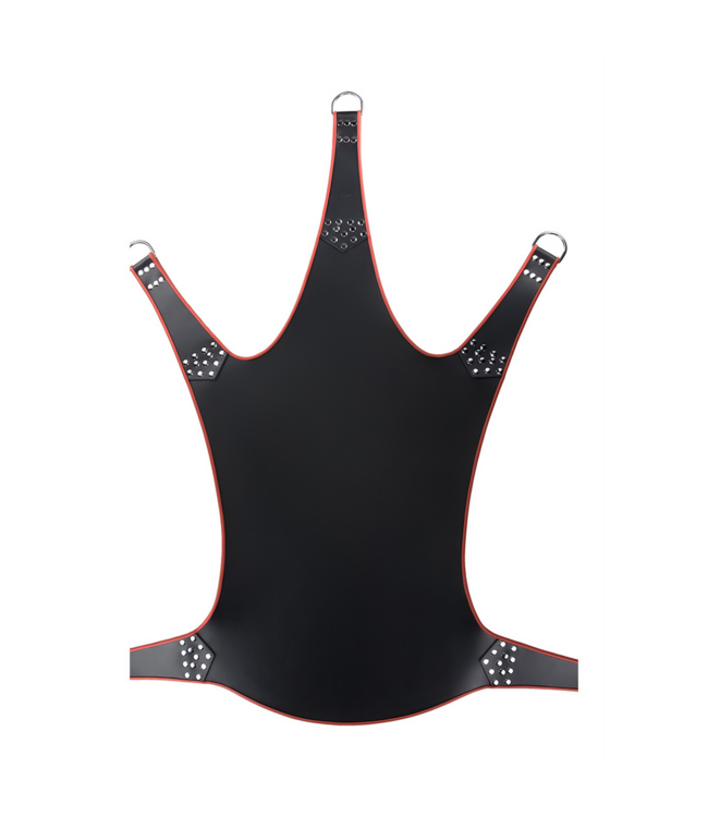 Mr. Sling Leren Sling 5 Punten Zwart Met Rode Bies Plant-Based Leer 113x122 cm