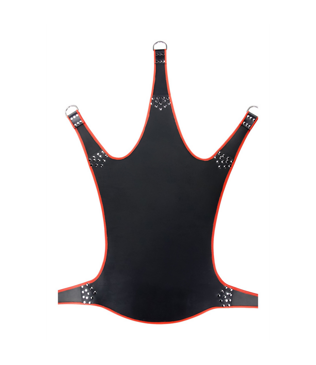 Mr. Sling Leren Sling 5 Punten Zwart Met Rode Bies Plant-Based Leer 113x122 cm
