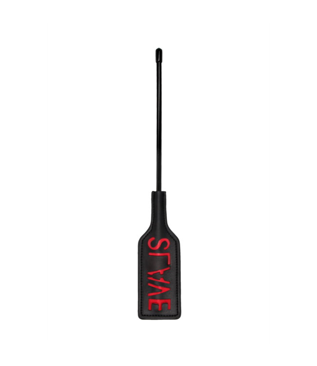 Ouch! Compacte Zweep Met Omgekeerde SLAVE Print Voor Intense Discipline In Zwart Puleer