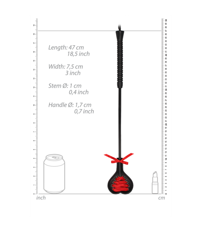 Ouch! Heart-Shaped Crop & Whip Set: Stylish Red & Black Lace for Passion