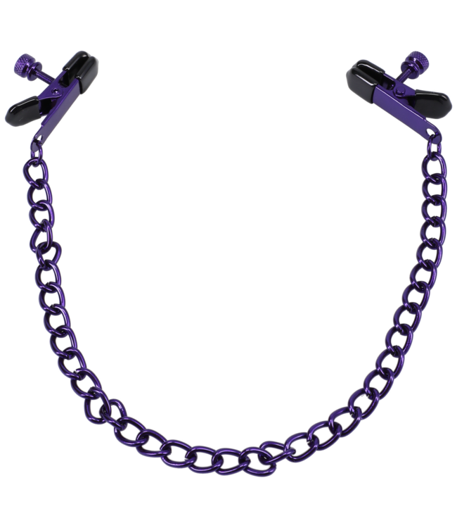 Doc Johnson Adjustable Chained Purple Nipple Clamps for Sensual Stimulation