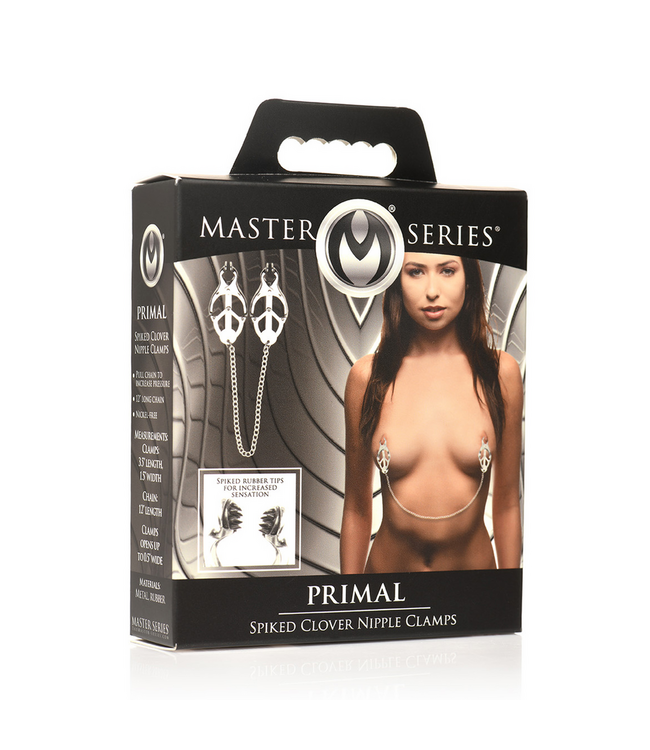 XR Brands XR Brands Spiked Clover Tepelklemmen Met Verstelbare Ketting En Rubber Spikes