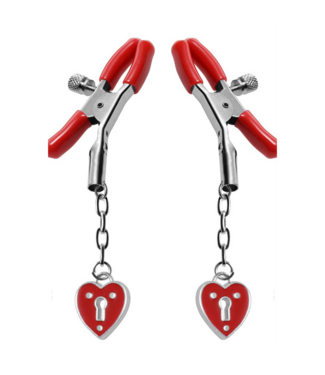 XR Brands Charmed Heart Vorhängeschloss-Nippelklemmen – Eleganz trifft Sicherheit