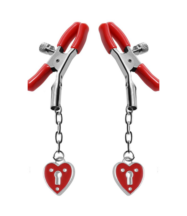 XR Brands Charmed Heart Vorhängeschloss-Nippelklemmen – Eleganz trifft Sicherheit