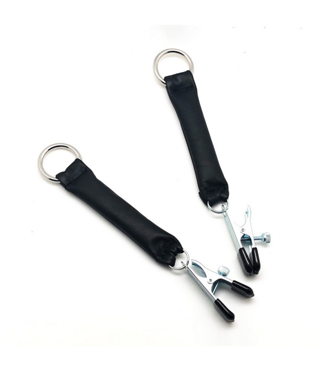 Red Leather Luxury Leather Breast Clamps with 2x80g Weights - Stylish Comfort