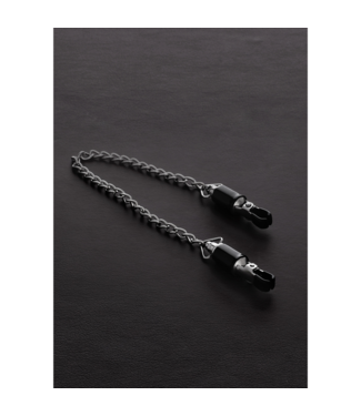 Steel by Shots Verstelbare Tepelklemmen Van Roestvrij Staal Met Comfortabele Rubber Tips En Ketting 43,7 cm