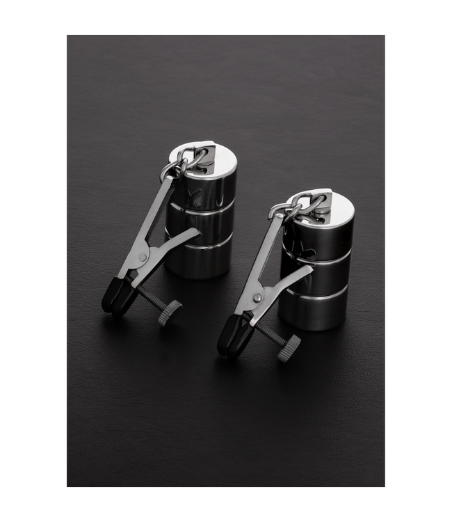 Steel by Shots Adjustable Alligator Nipple Clamps with Weights for Comfort & Stim