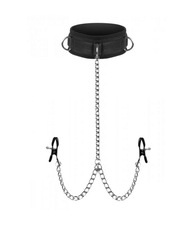 XR Brands Master Series Collar & Clamp Set – Comfortabele Submission Kraag Met Tepelklem