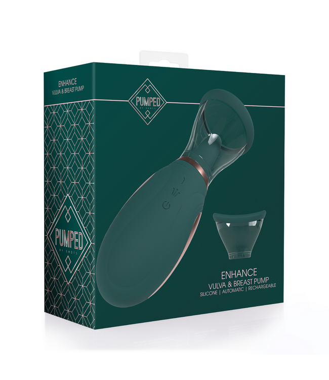 Pumped Pumped Shots Oplaadbare Siliconen Vacuüm Borst- en Vulvapomp Bosgroen
