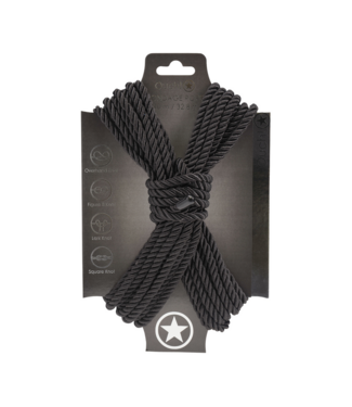 Ouch! 10M Silky Soft Black Polyester Bondage Rope for Sensual Play