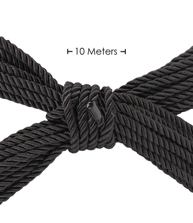 Ouch! Japanse Polyester Bondage Rope 10M Zwart – Sterk, Zijdezacht & Hypoallergeen