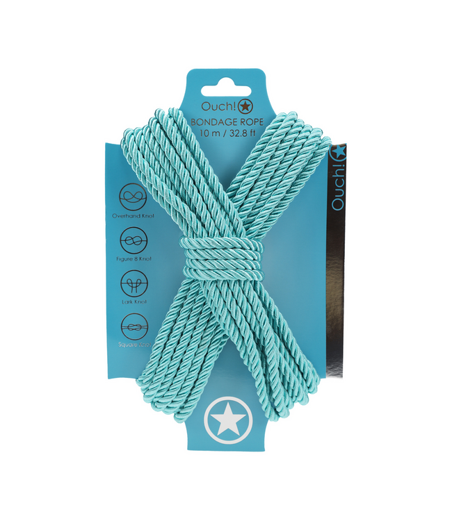 Ouch! Silky Soft 10M Blue Polyester Bondage Rope for Intense Experiences