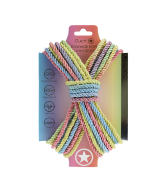 Ouch! Japanse Polyester Bondage Touw 10M Multicolor Zijdezacht & Hypoallergeen
