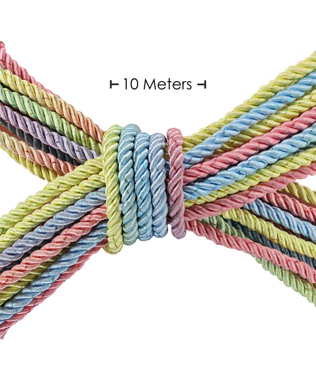 Ouch! Japanse Polyester Bondage Touw 10M Multicolor Zijdezacht & Hypoallergeen