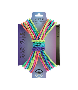 Ouch! Japanse Polyester Bondage Touw 10M Multicolor – Sterk & Zijdezacht