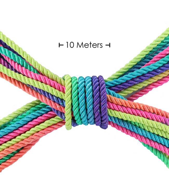 Ouch! Japanse Polyester Bondage Touw 10M Multicolor – Sterk & Zijdezacht