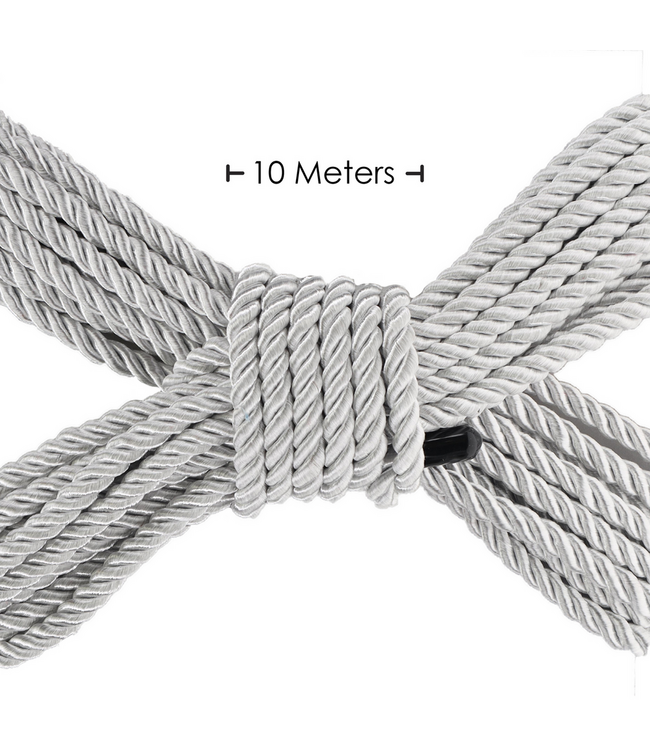 Ouch! Sensueel Polyester Bondagetouw Zilver 10 Meter – Zijdezacht En Comfortabel