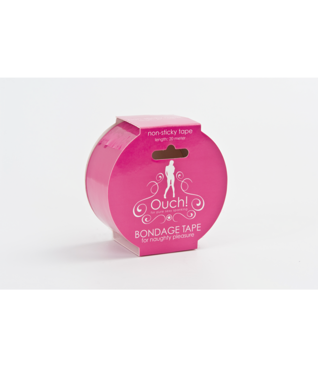 Ouch! PVC Bondage Tape Roze 20 Meter Niet-Klevend Comfortabel Gebruik
