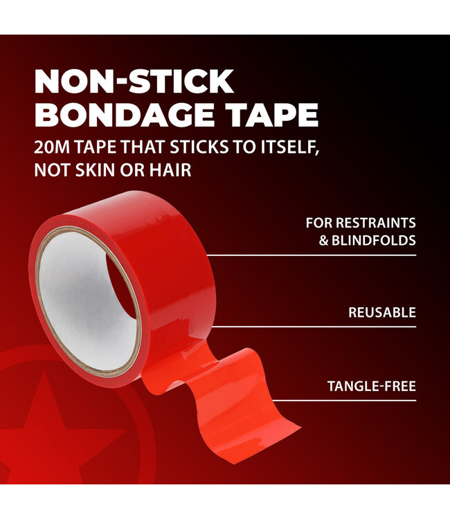 Ouch! Tangle-Free Red PVC Tape 20M - Non-Adhesive, Safe & Comfortable