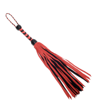 Prowler Red Leren Flogger 84 Cm Zwart Rood Met Geweven Handvat Voor Impact Play
