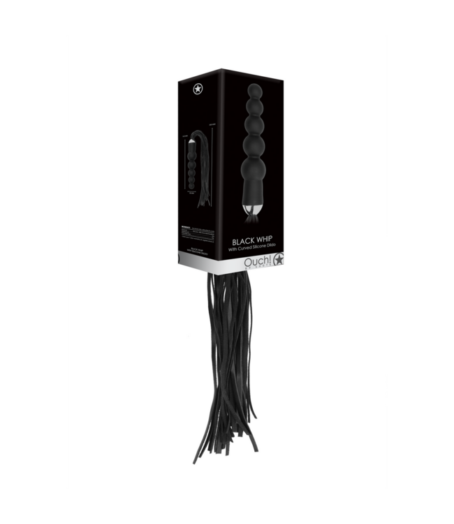 Ouch! Leather Impact Whip Met Siliconen Dildo Met 5 Ballen Voor Fetisj Spel