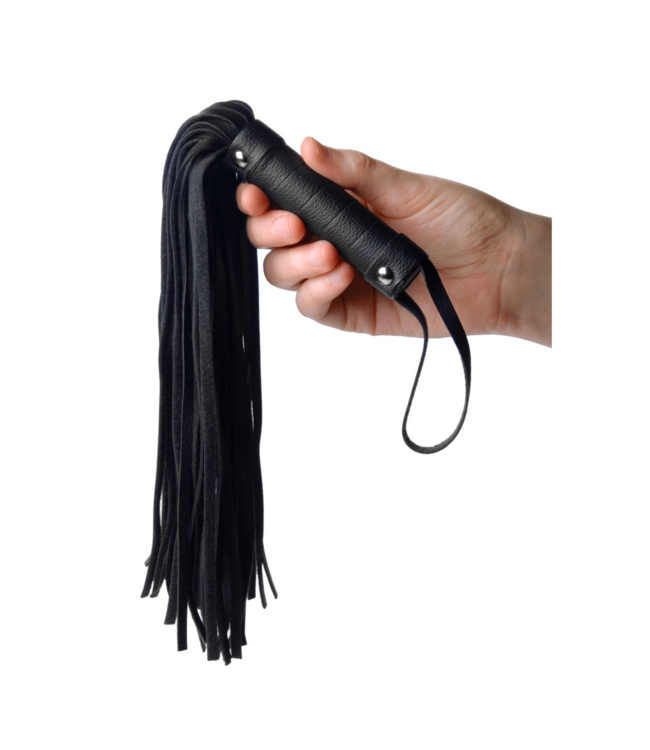 XR Brands Compacte Pleather Mini Flogger Met Spiraalhandgreep En Polsbandje