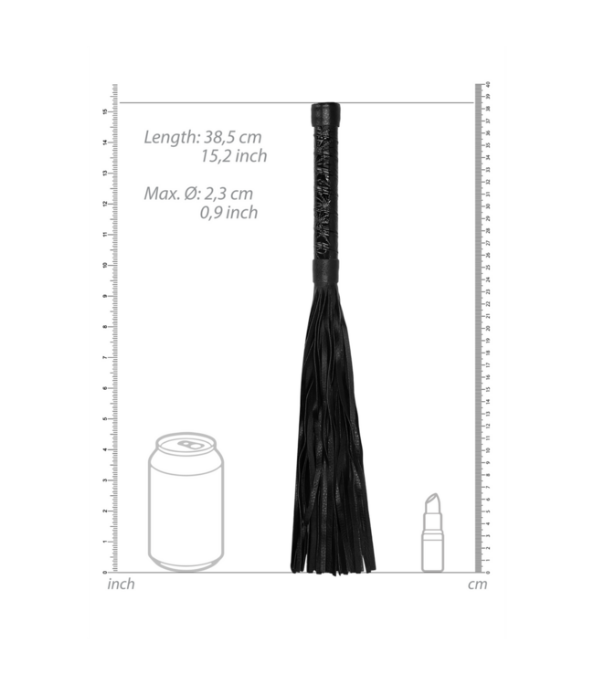 Ouch! Ouch! Black Faux Leather Whip - 38.5 cm Stylish Impact Play Tool