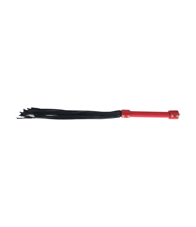 Ouch! Ouch! Shots Milan Flogger Zwart-Rood Met Leerhandvat En Iriserende Hardware