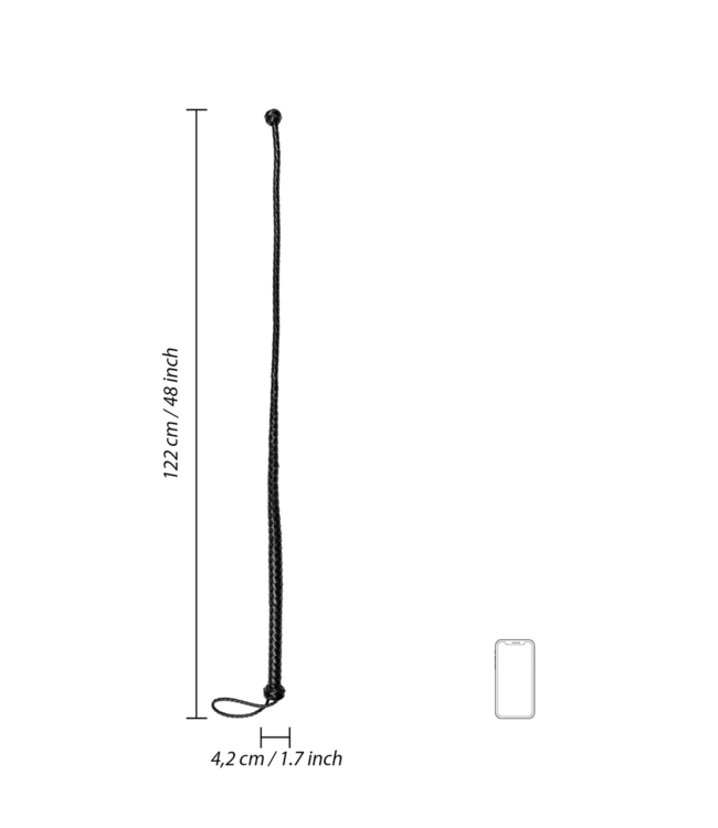 Ouch! 122 cm PU Leather Whip - Knot Detail for Stylish BDSM Play